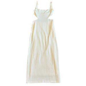 Sabo Cream Cutout Waist Stretch Dress Ribbed Sleeveless Size Small Women's NWOT